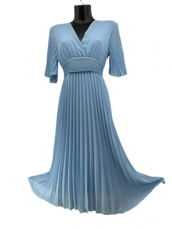 Robe plissée col v sales