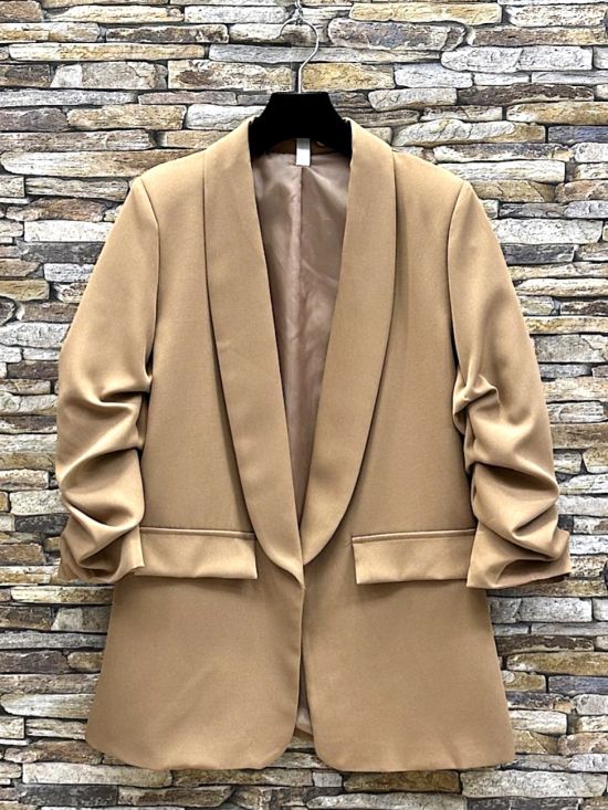 Veste tailleur effet manches remontees Camel Boutique Luce shop Vetements Femmes